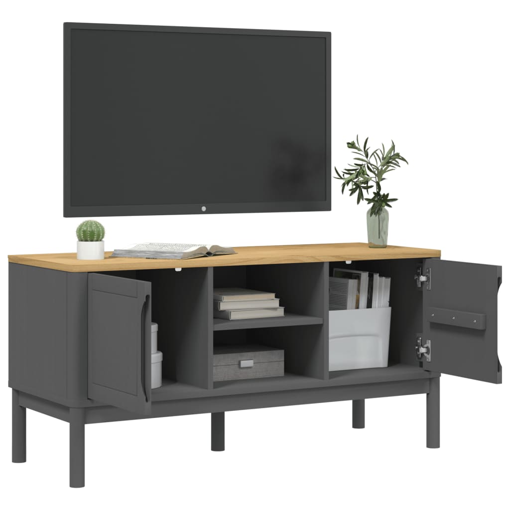 vidaXL Tv-meubel FLORO 114x43x55 cm massief grenenhout wasbruin