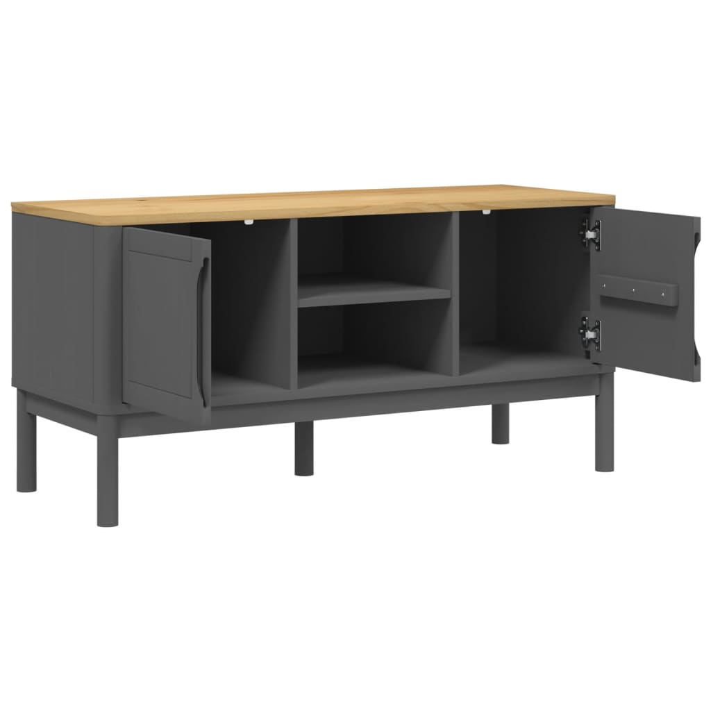 vidaXL Tv-meubel FLORO 114x43x55 cm massief grenenhout wasbruin