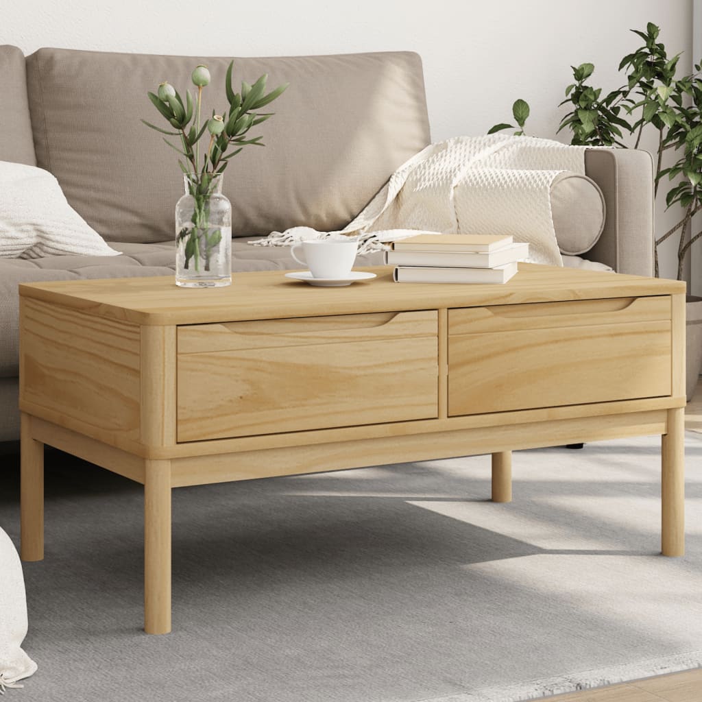 vidaXL Salontafel FLORO 99x55,5x45 cm massief grenenhout wasbruin