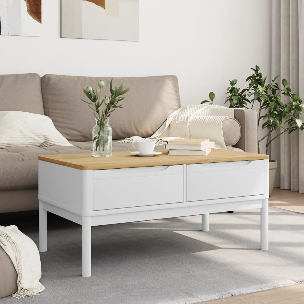 vidaXL Salontafel FLORO 99x55,5x45 cm massief grenenhout wasbruin
