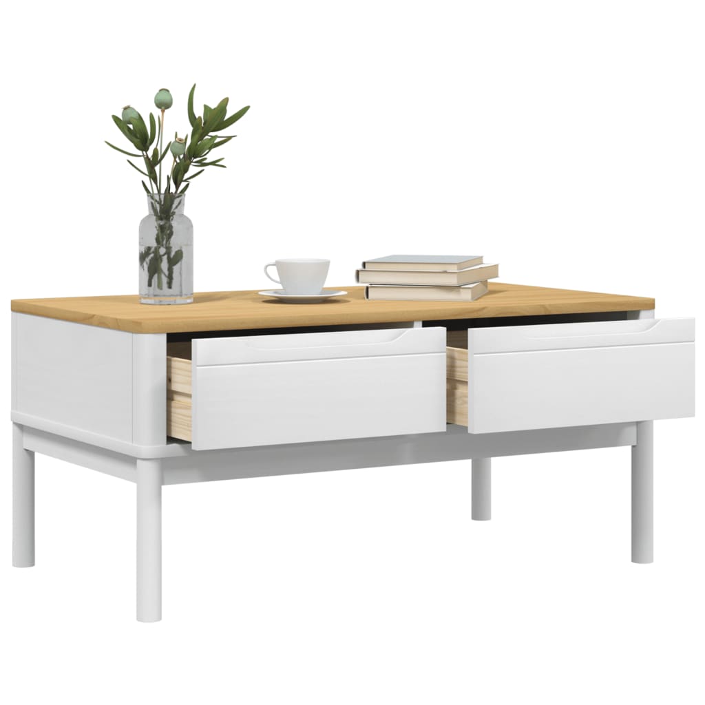 vidaXL Salontafel FLORO 99x55,5x45 cm massief grenenhout wasbruin