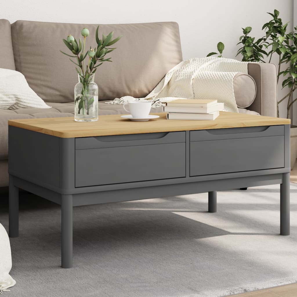 vidaXL Salontafel FLORO 99x55,5x45 cm massief grenenhout wasbruin