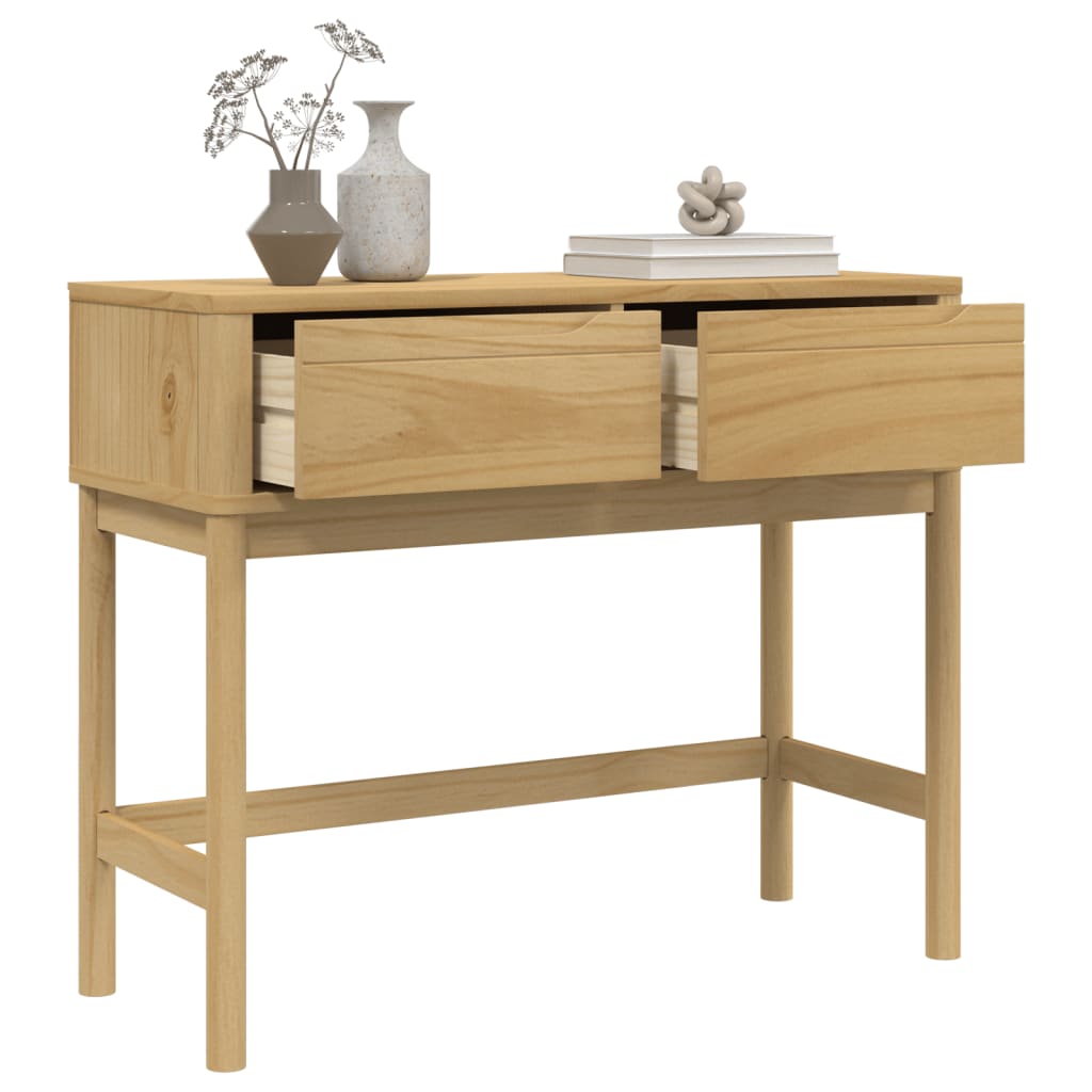 vidaXL Console Table FLORO 89.5x36.5x73 cm Solid Pine Waxed Brown