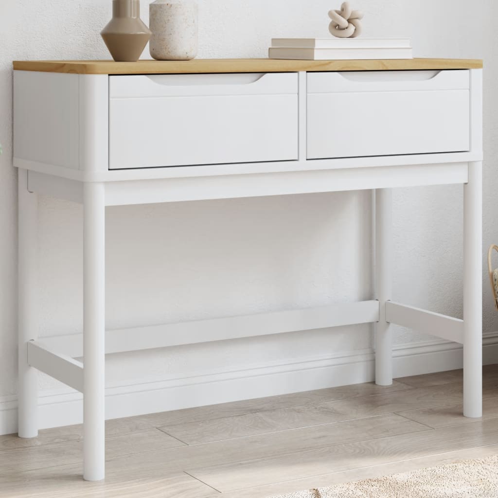 vidaXL Console Table FLORO 89.5x36.5x73 cm Solid Pine Waxed Brown