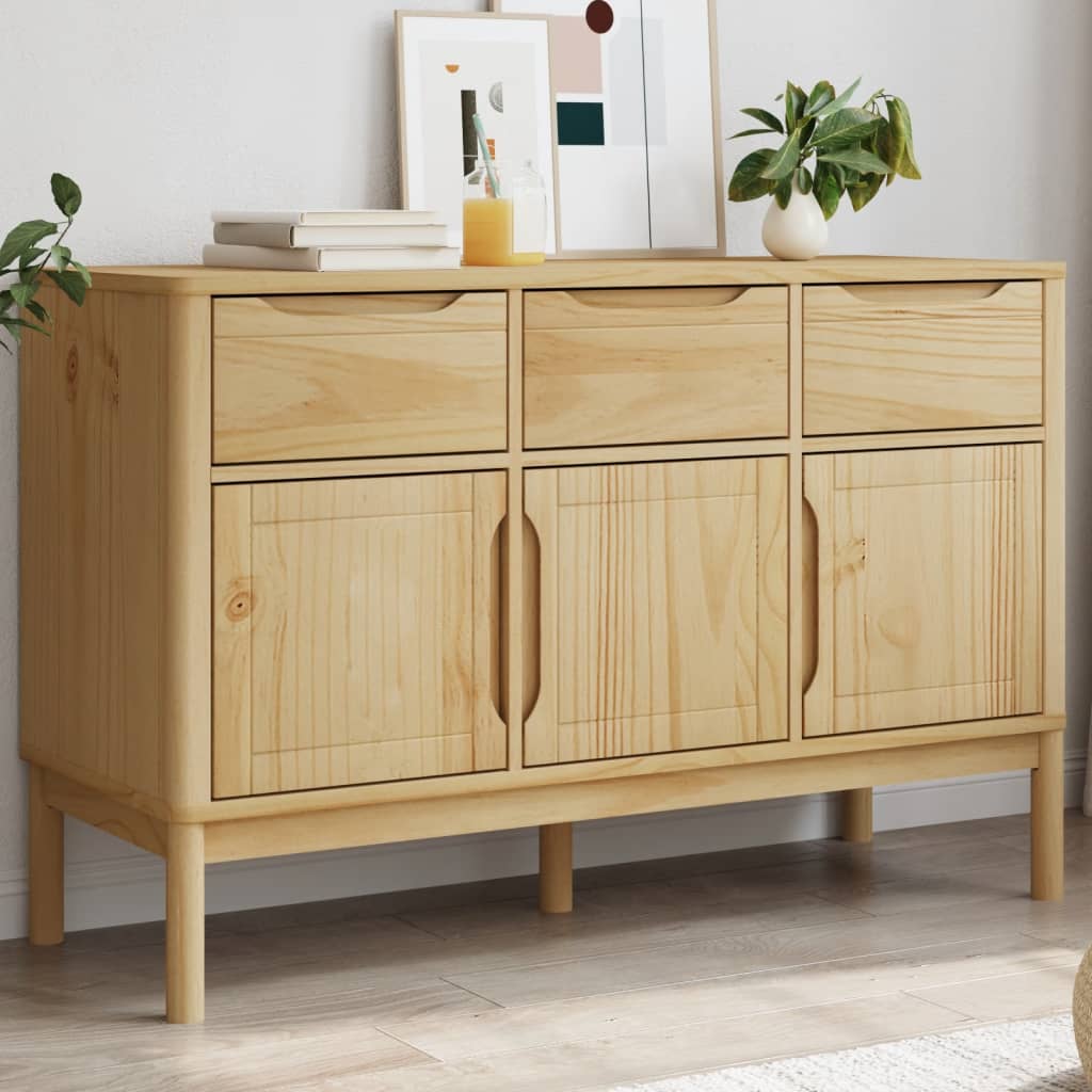 vidaXL Sideboard FLORO 114x43x74 cm solid pine wash brown
