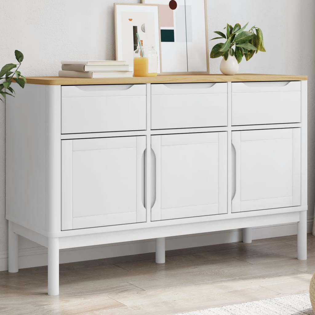 vidaXL Sideboard FLORO 114x43x74 cm solid pine wash brown