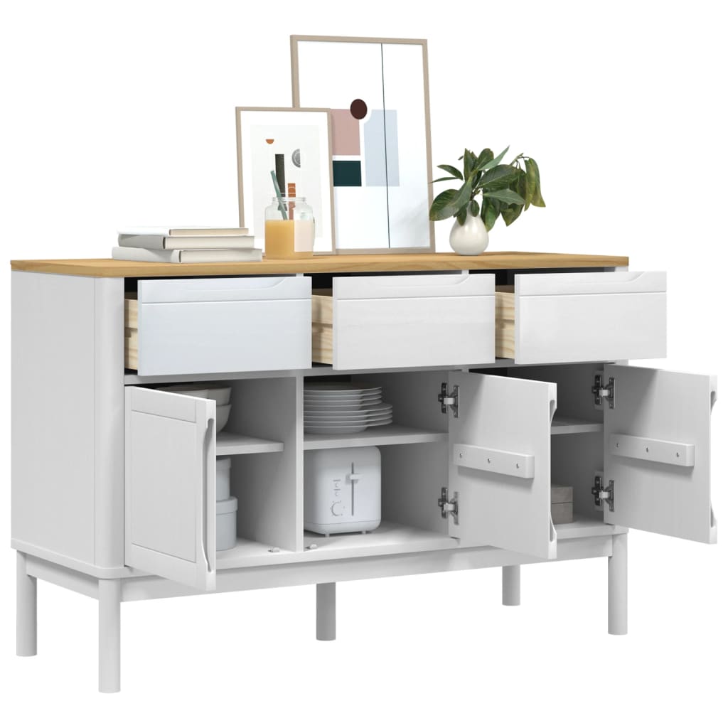 vidaXL Sideboard FLORO 114x43x74 cm solid pine wash brown