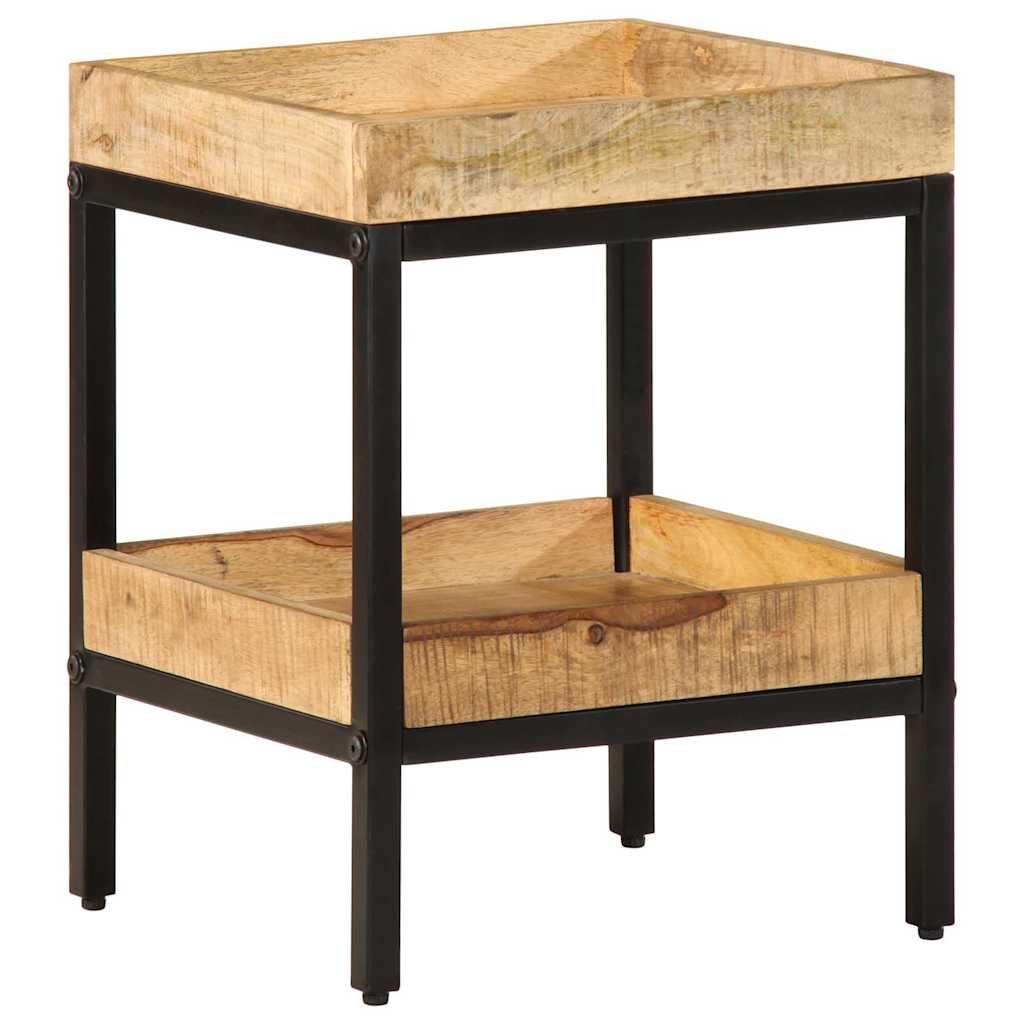 vidaXL Bijzettafel met plank Bruin 35 x 35 x 45 cm Massief Mango Hout