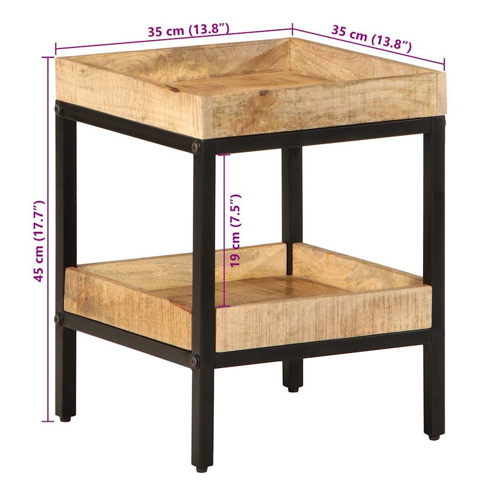 vidaXL Bijzettafel met plank Bruin 35 x 35 x 45 cm Massief Mango Hout