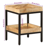 vidaXL Bijzettafel met plank Bruin 35 x 35 x 45 cm Massief Mango Hout