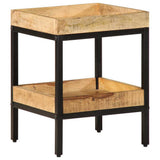 vidaXL Bijzettafel met plank Bruin 35 x 35 x 45 cm Massief Mango Hout