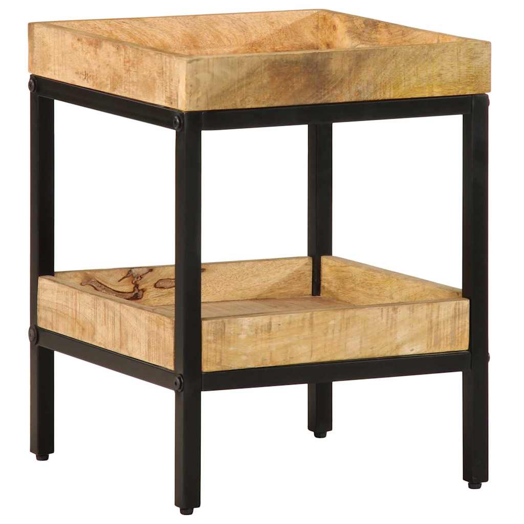 vidaXL Bijzettafel met plank Bruin 35 x 35 x 45 cm Massief Mango Hout