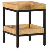 vidaXL Bijzettafel met plank Bruin 35 x 35 x 45 cm Massief Mango Hout