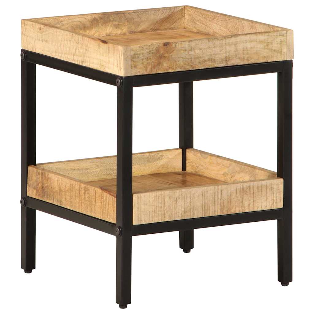 vidaXL Bijzettafel met plank Bruin 35 x 35 x 45 cm Massief Mango Hout