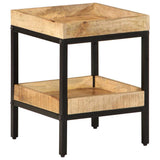 vidaXL Bijzettafel met plank Bruin 35 x 35 x 45 cm Massief Mango Hout