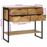 vidaXL Wandtafel met lade Bruin 90 x 35 x 75 cm Massief Acacia Hout