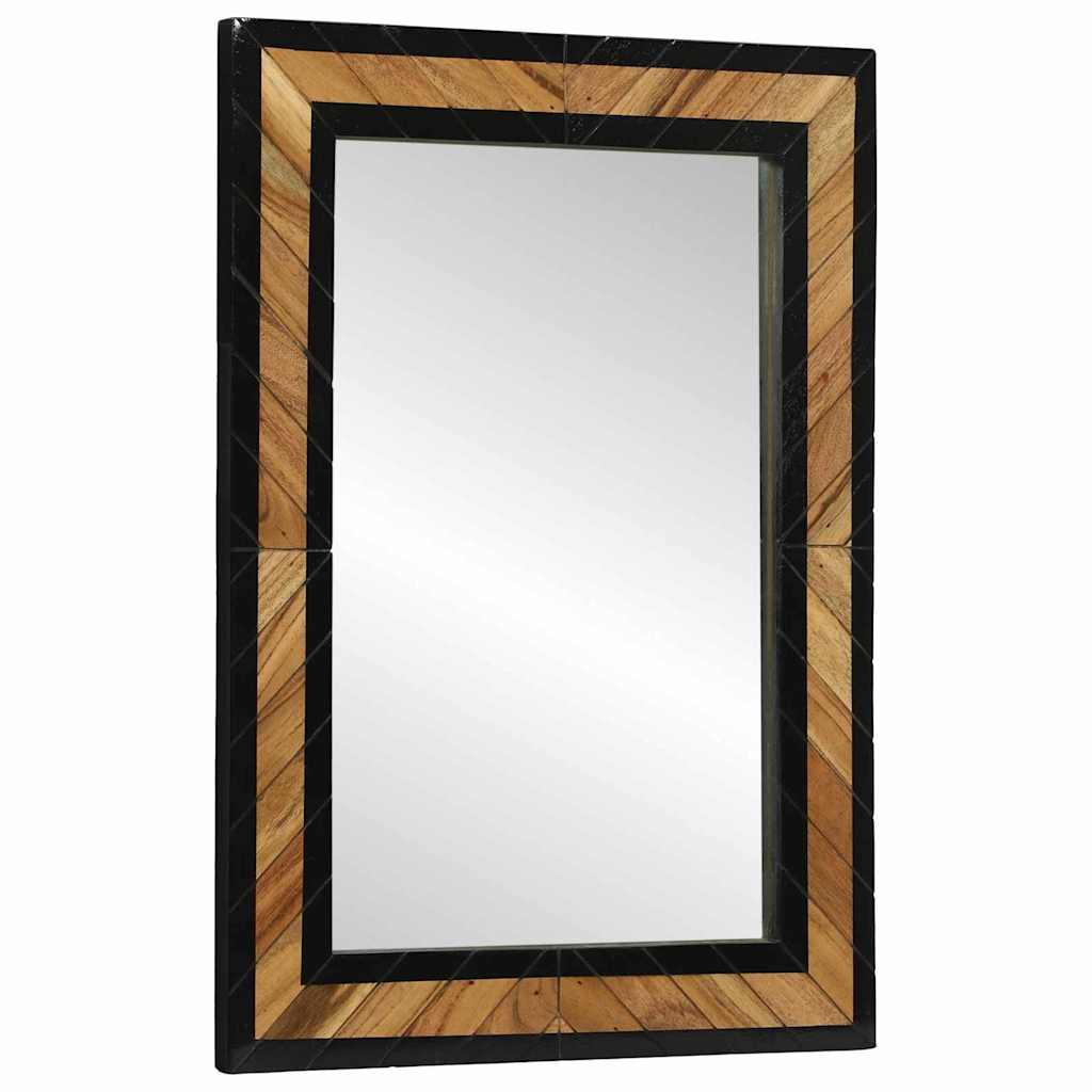 vidaXL Wandspiegel Zwart en Bruin 70 x 2 x 70 cm Massief Acacia Hout