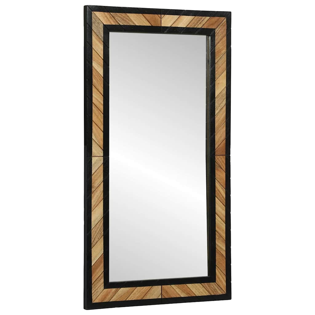 vidaXL Wandspiegel Zwart en Bruin 70 x 2 x 70 cm Massief Acacia Hout