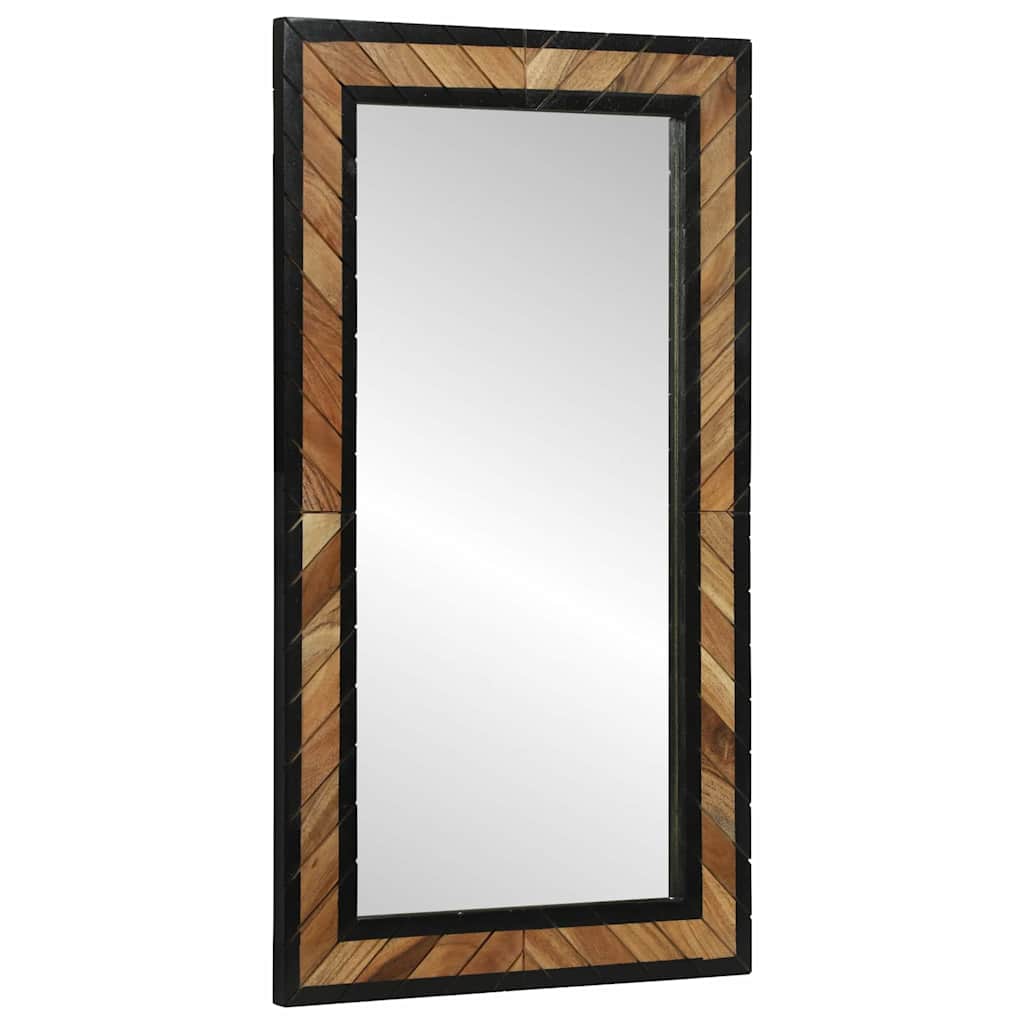 vidaXL Wandspiegel Zwart en Bruin 70 x 2 x 70 cm Massief Acacia Hout
