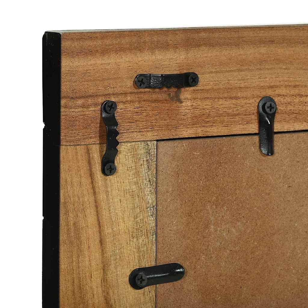 vidaXL Wandspiegel Zwart en Bruin 70 x 2 x 70 cm Massief Acacia Hout