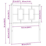 vidaXL Vervangend hoofdbord 75 cm metaal zwart