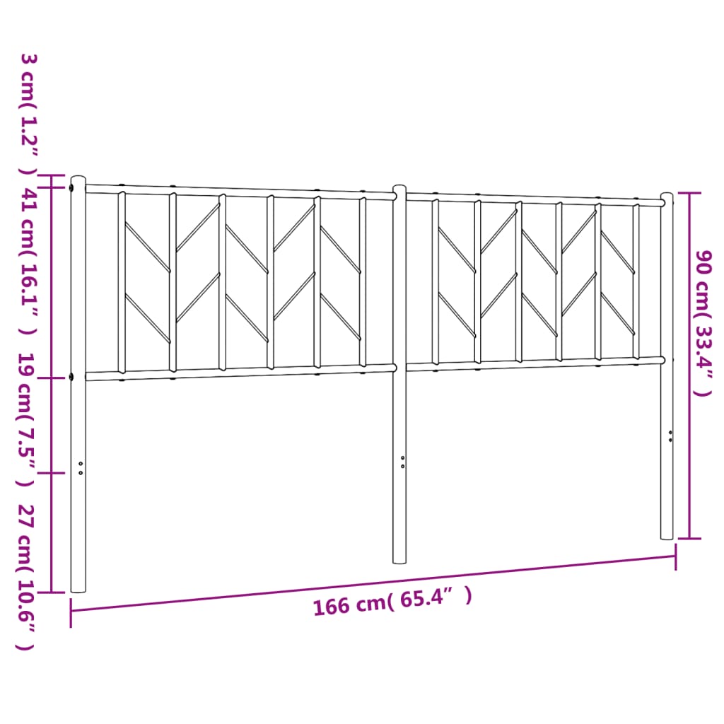 vidaXL Vervangend hoofdbord 90 cm metaal zwart