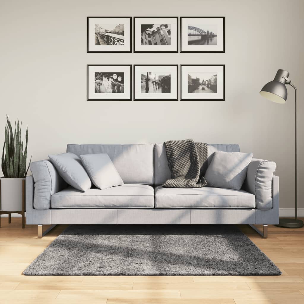 vidaXL Vloerkleed HUARTE laagpolig zacht wasbaar 60x110 cm antraciet