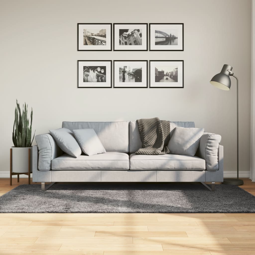 vidaXL Vloerkleed HUARTE laagpolig zacht wasbaar 60x110 cm antraciet