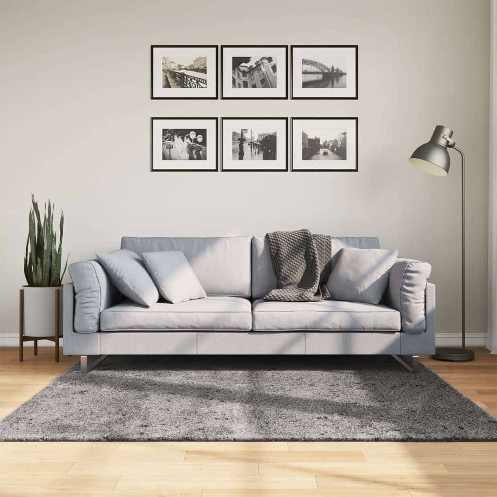 vidaXL Vloerkleed HUARTE laagpolig zacht wasbaar 60x110 cm antraciet