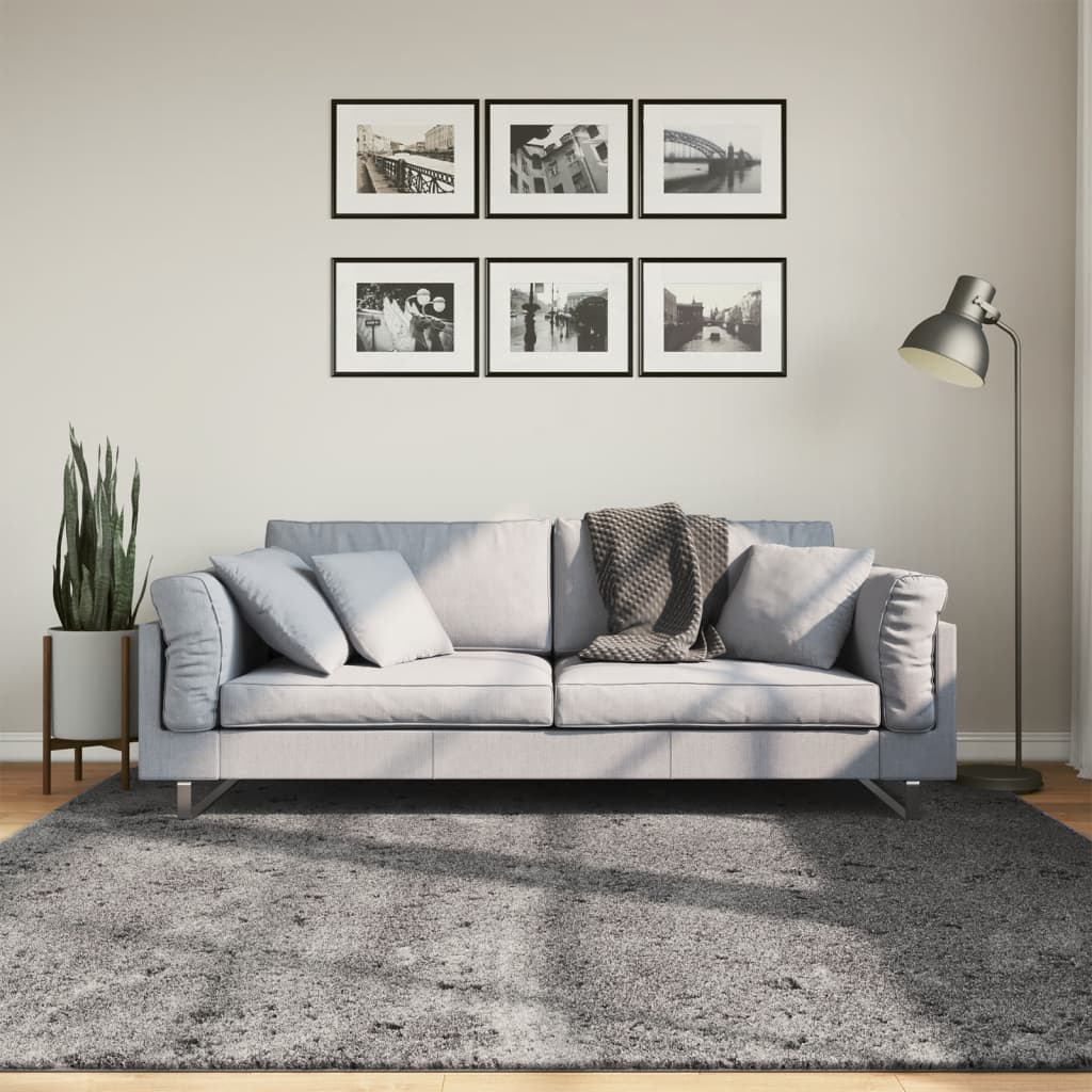 vidaXL Vloerkleed HUARTE laagpolig zacht wasbaar 60x110 cm antraciet