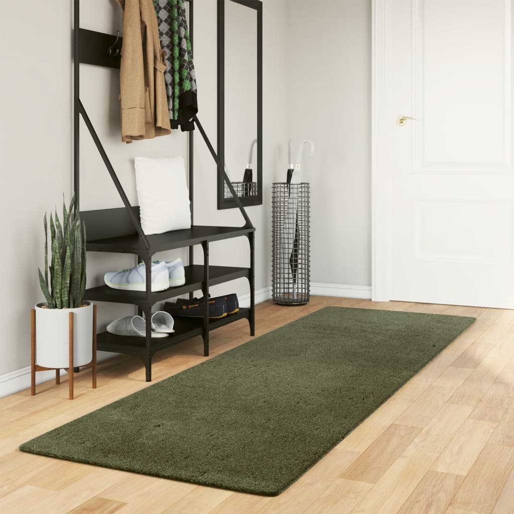 vidaXL Vloerkleed HUARTE laagpolig zacht wasbaar 60x110 cm antraciet