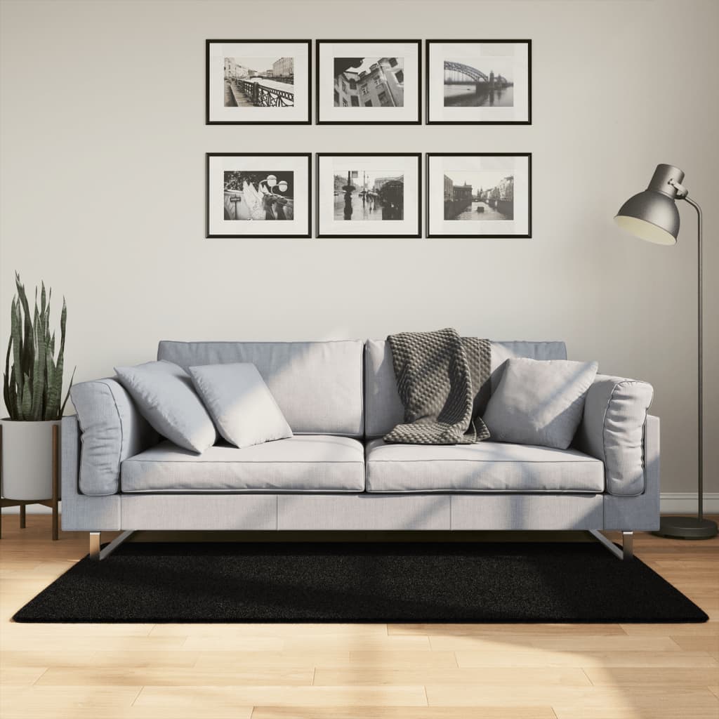 vidaXL Vloerkleed HUARTE laagpolig zacht wasbaar 60x110 cm antraciet