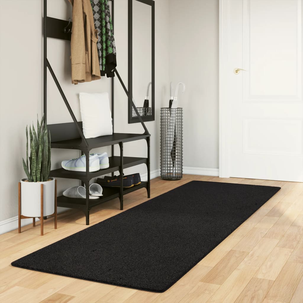 vidaXL Vloerkleed HUARTE laagpolig zacht wasbaar 60x110 cm antraciet