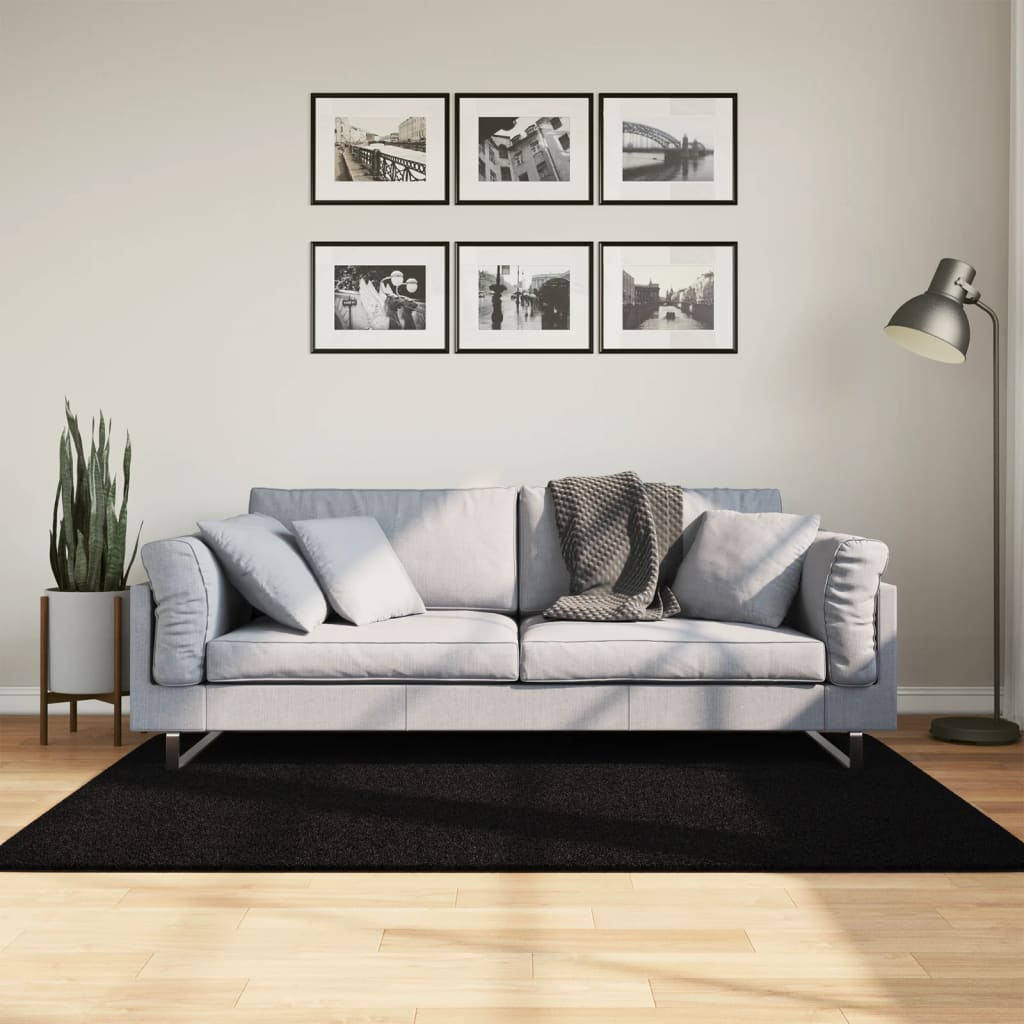 vidaXL Vloerkleed HUARTE laagpolig zacht wasbaar 60x110 cm antraciet