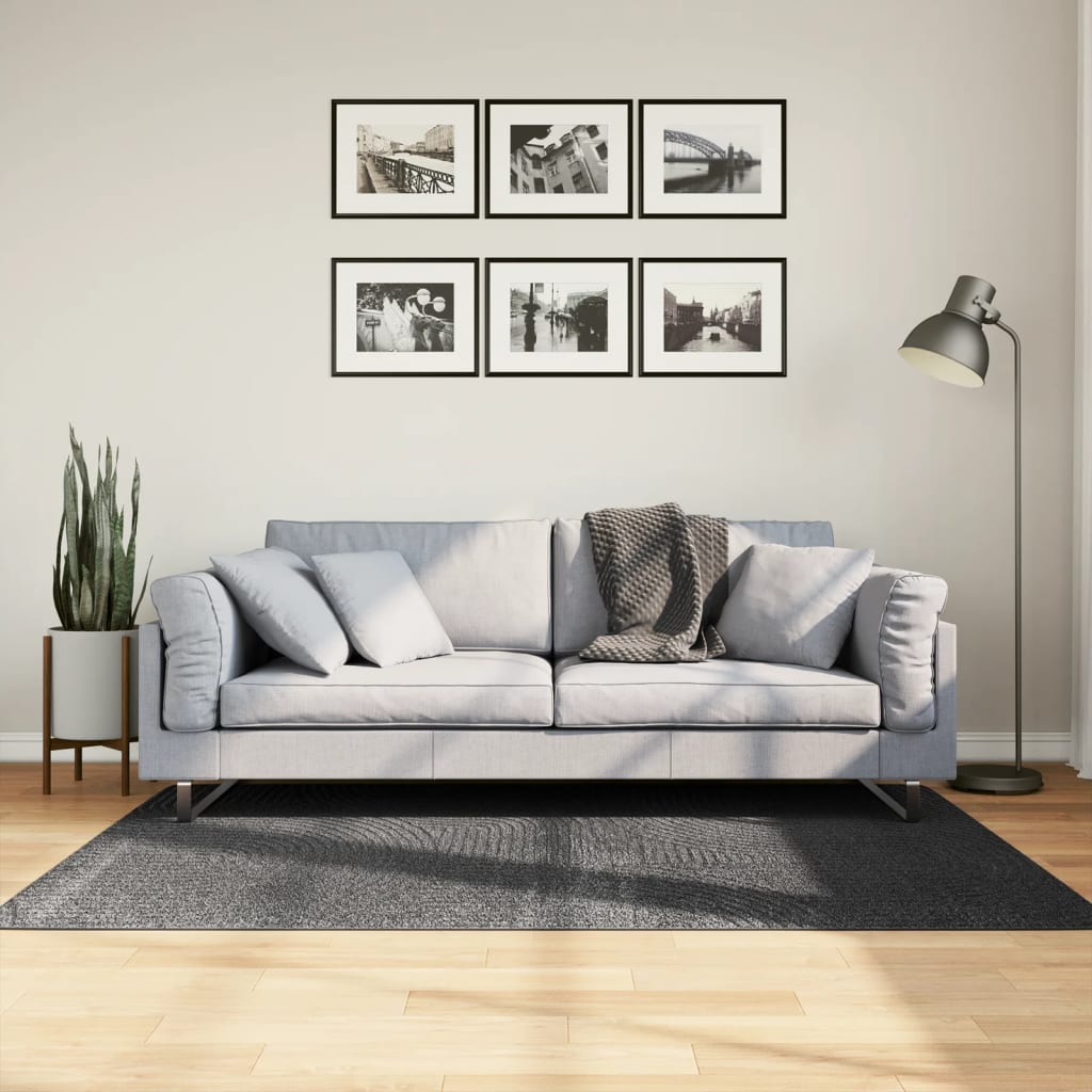 vidaXL Vloerkleed IZA laagpolig Scandinavisch 80x150 cm antraciet