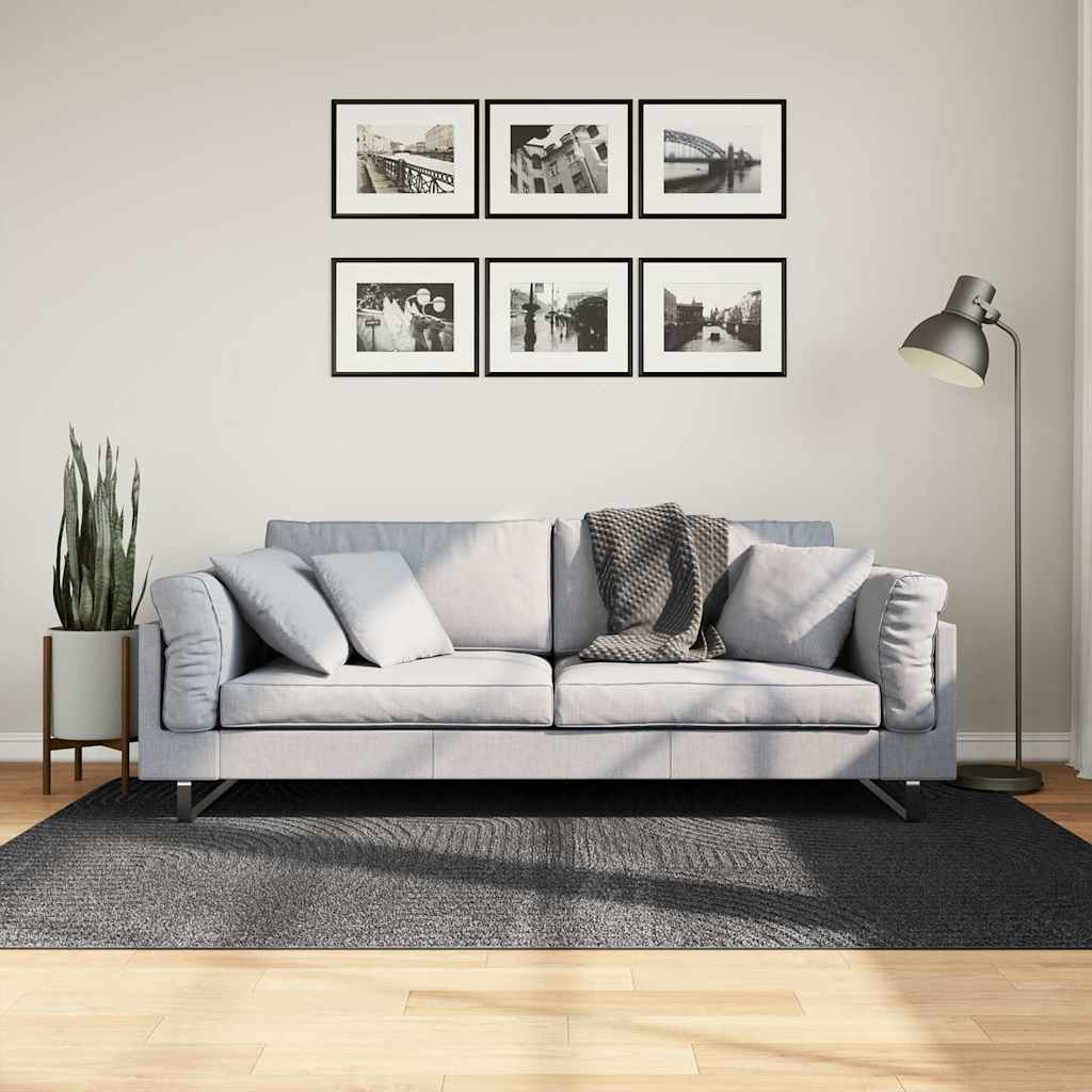 vidaXL Vloerkleed IZA laagpolig Scandinavisch 80x150 cm antraciet