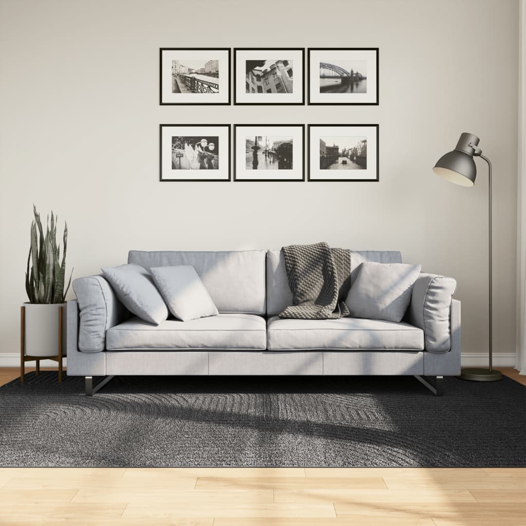 vidaXL Vloerkleed IZA laagpolig Scandinavisch 80x150 cm antraciet