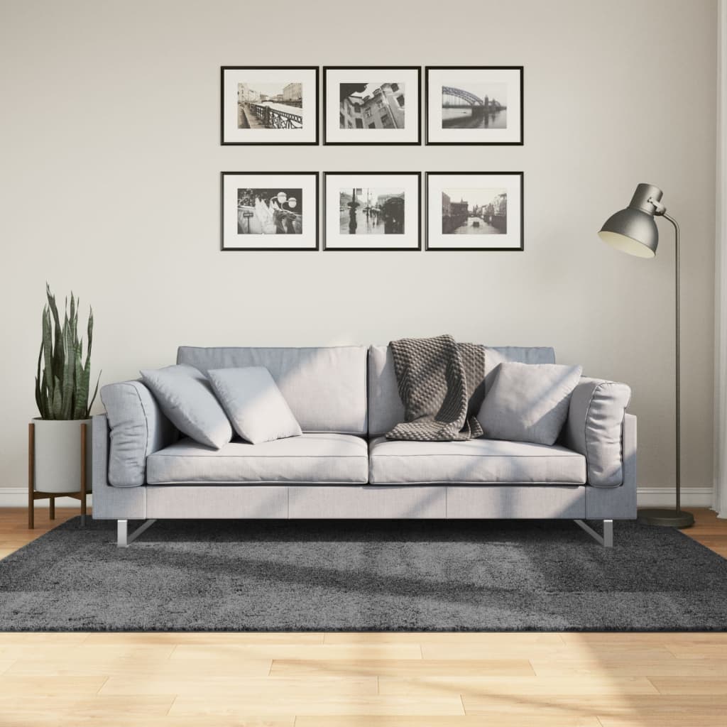 vidaXL Vloerkleed OVIEDO laagpolig 60x110 cm antracietkleurig