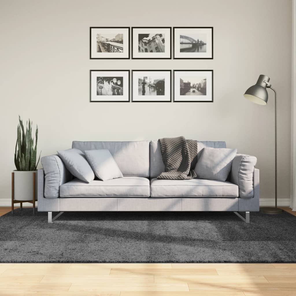 vidaXL Vloerkleed OVIEDO laagpolig 60x110 cm antracietkleurig