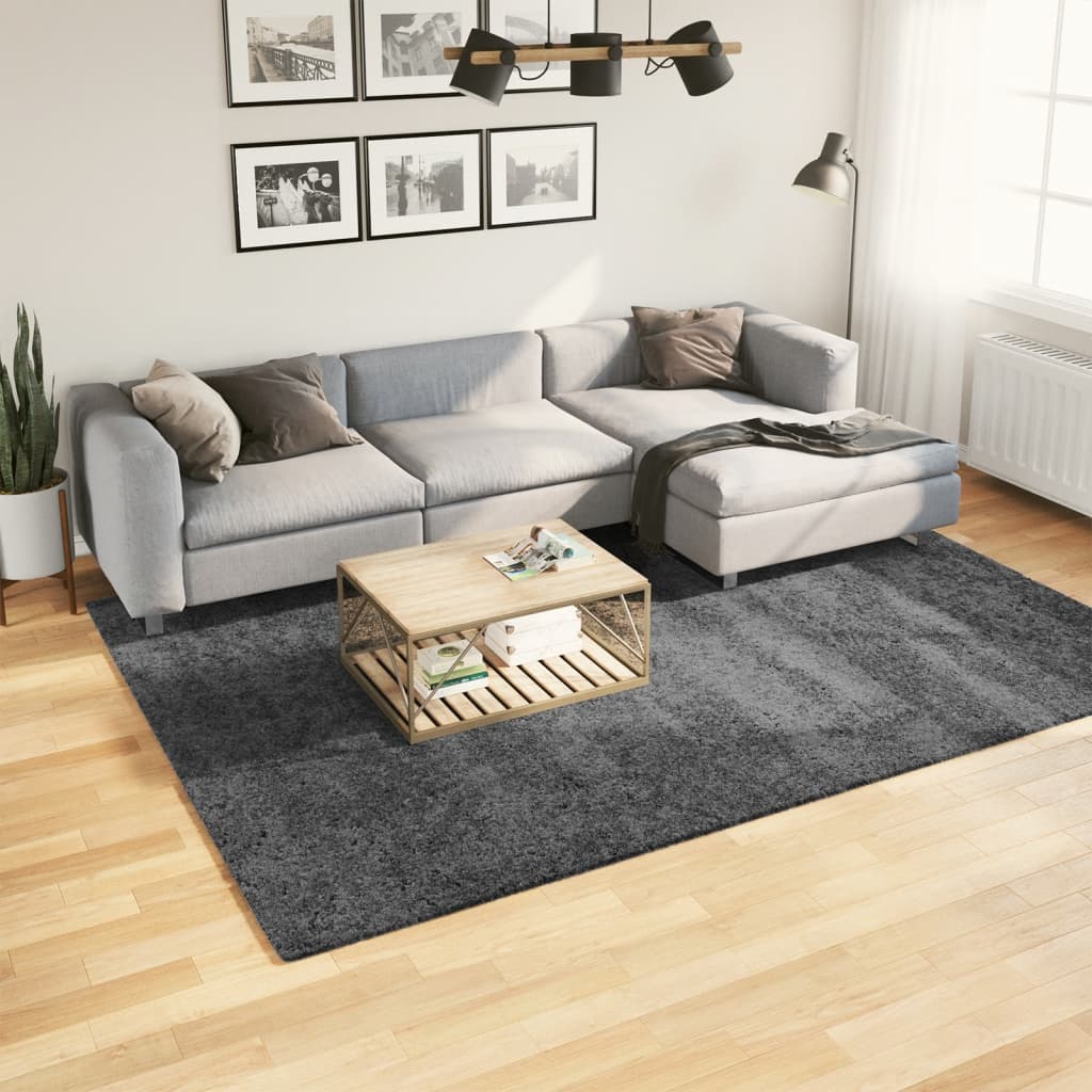 vidaXL Vloerkleed OVIEDO laagpolig 60x110 cm antracietkleurig