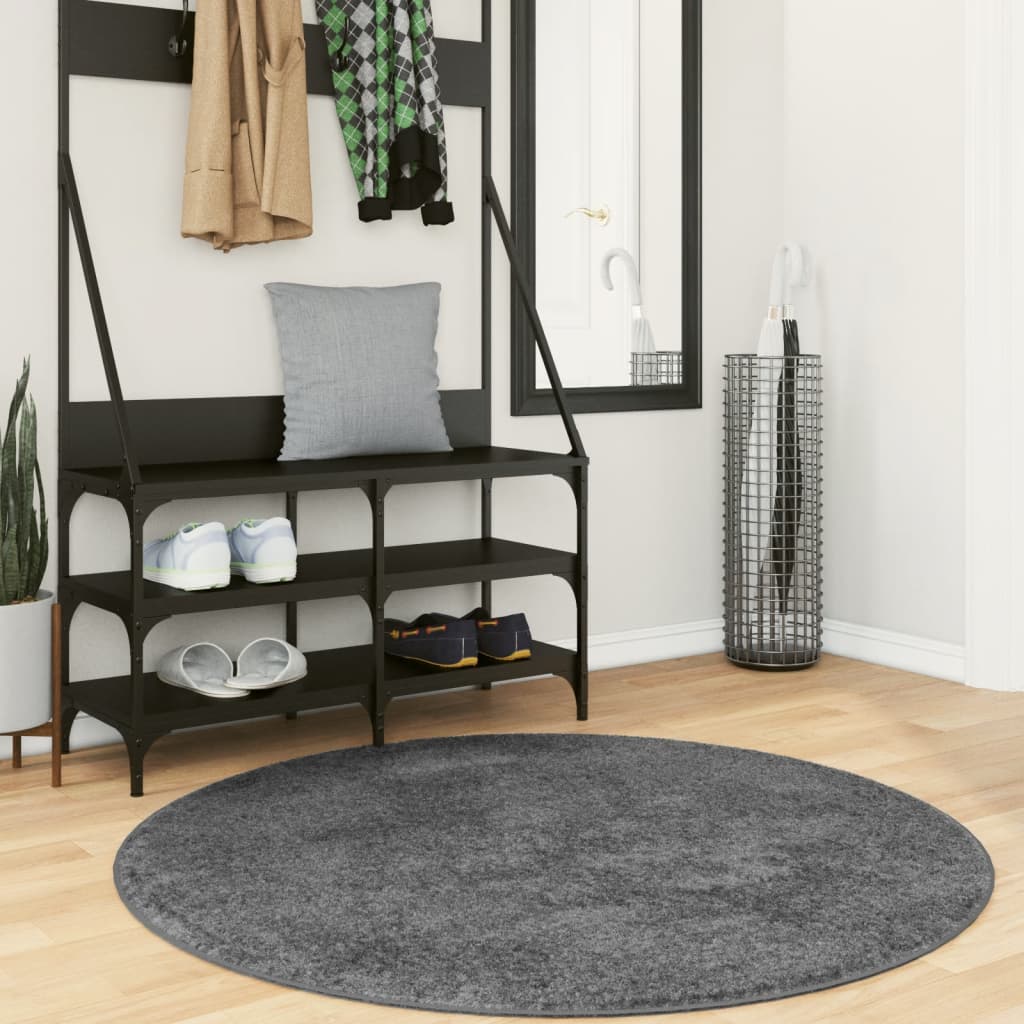 vidaXL Vloerkleed OVIEDO laagpolig 60x110 cm antracietkleurig