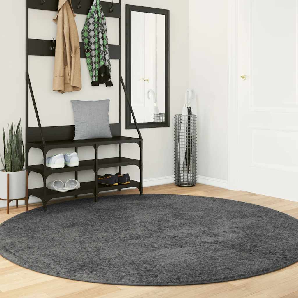 vidaXL Vloerkleed OVIEDO laagpolig 60x110 cm antracietkleurig