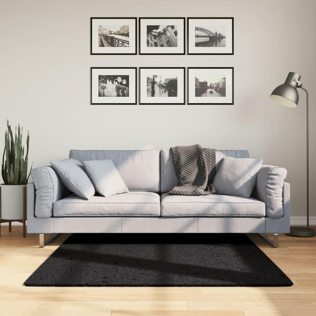 vidaXL Vloerkleed OVIEDO laagpolig 60x110 cm antracietkleurig