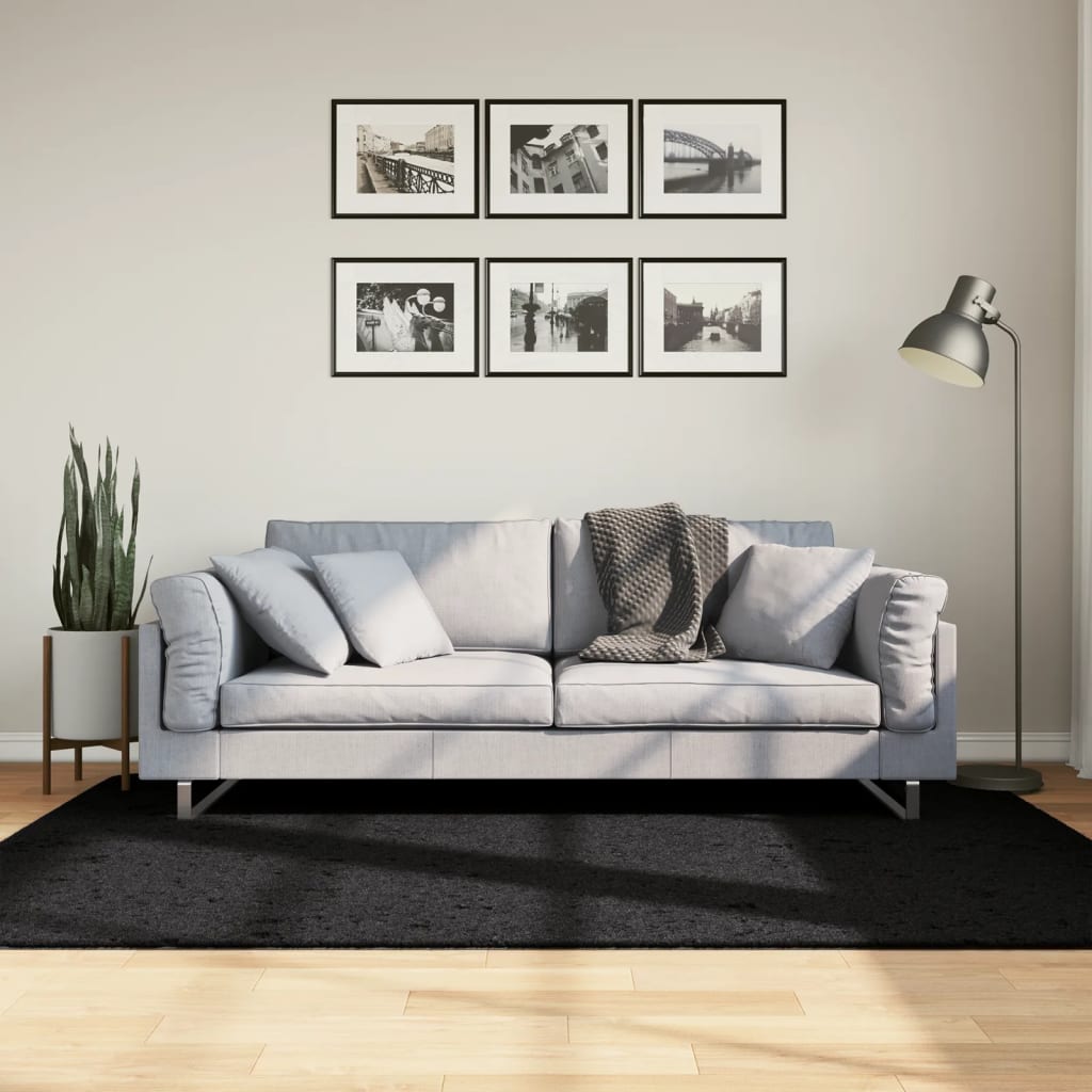vidaXL Vloerkleed OVIEDO laagpolig 60x110 cm antracietkleurig