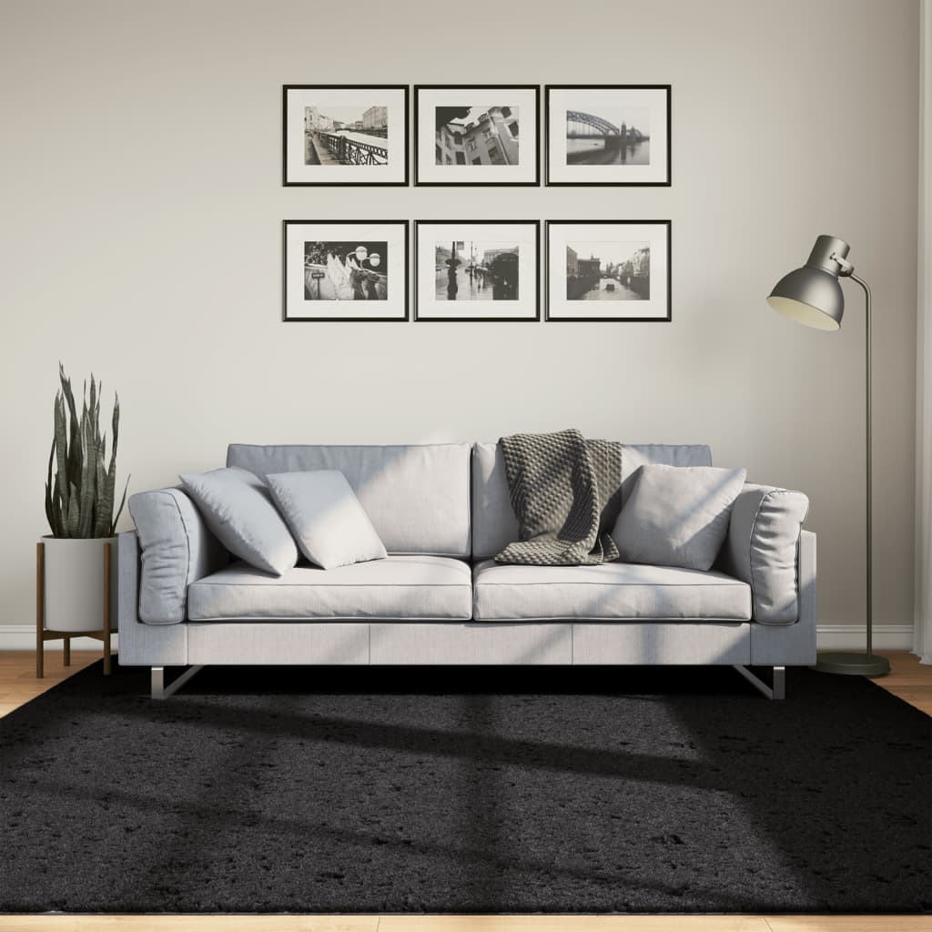 vidaXL Vloerkleed OVIEDO laagpolig 60x110 cm antracietkleurig