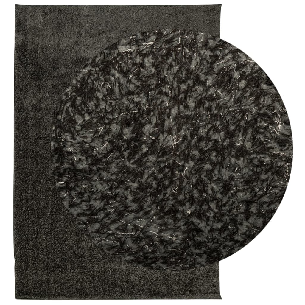 vidaXL Vloerkleed ISTAN hoogpolig glanzend 80x150 cm antracietkleurig