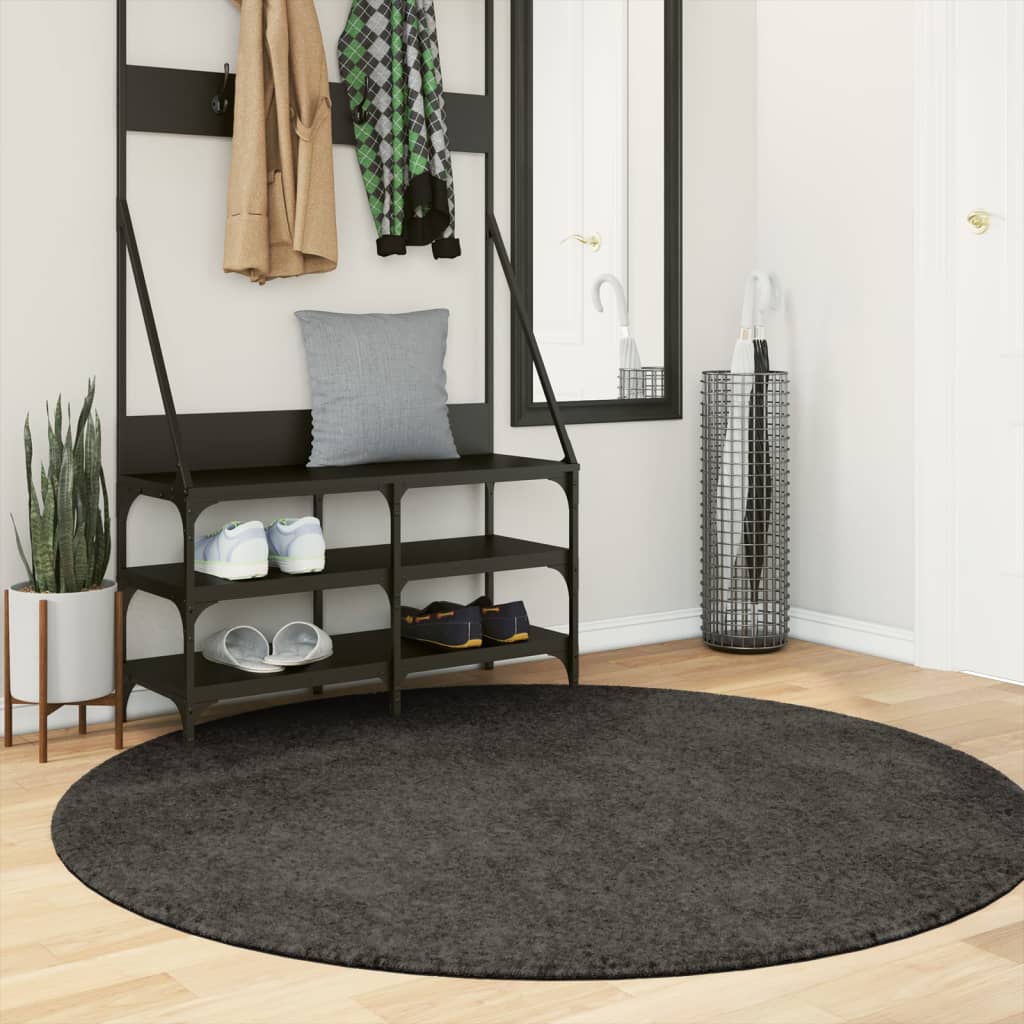 vidaXL Vloerkleed ISTAN hoogpolig glanzend 80x150 cm antracietkleurig