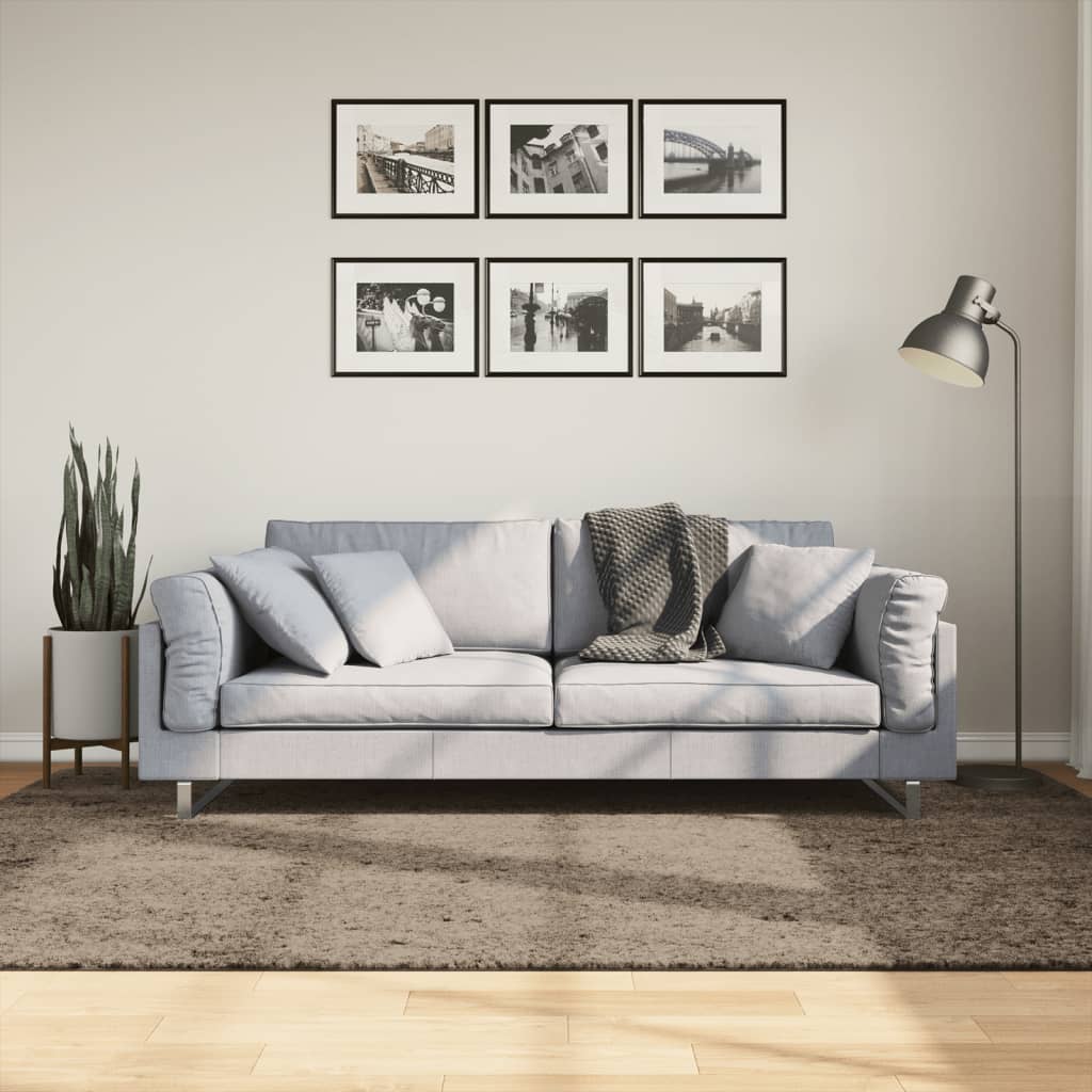 vidaXL Vloerkleed ISTAN hoogpolig glanzend 80x150 cm antracietkleurig