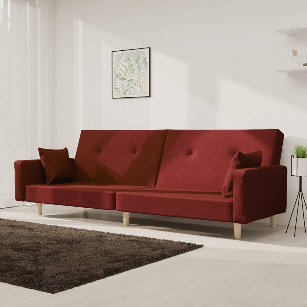 vidaXL 2-Seater Sofa Bed with 2 Cushions Fabric Light Grey