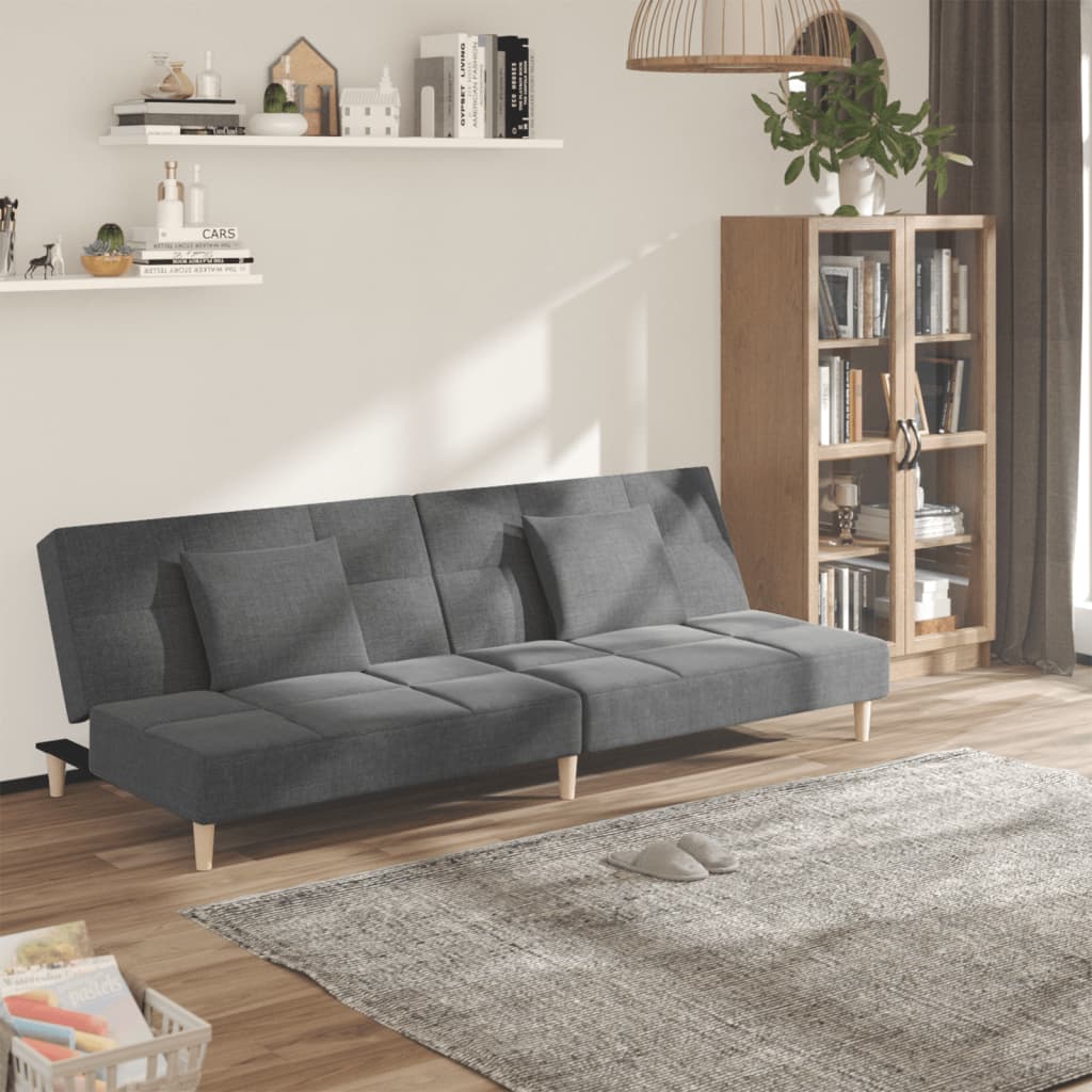 vidaXL 2-Seater Sofa Bed with 2 Pillows Fabric Light Grey